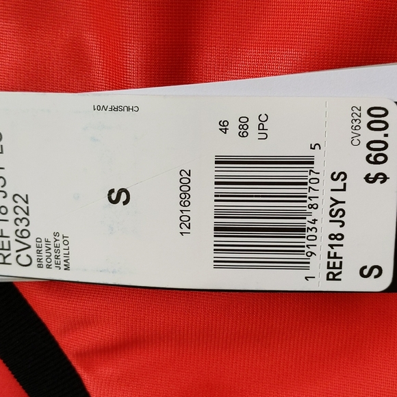 New Adidas Climalite Striped LS Jersey Small Red Orange Black - Picture 7 of 16